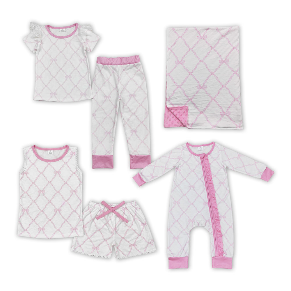 Pink Bows Print Sisters Matching Bamboo Clothes