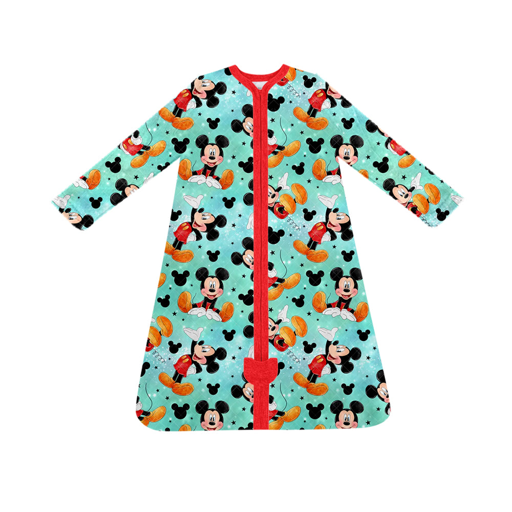 (Custom Design Preorder MOQ 5) Cartoon Mouse Print Baby Boys Zipper Sleep Sacks
