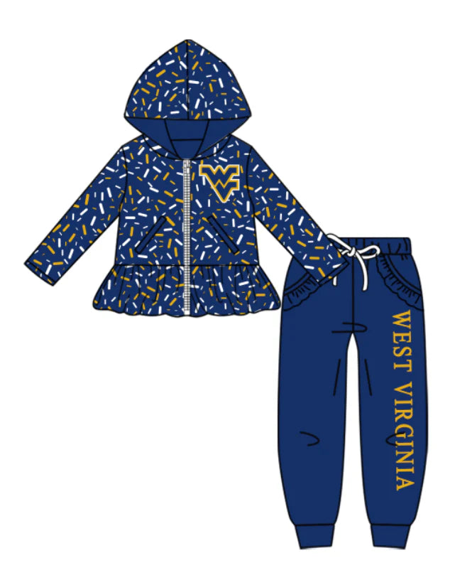 (Custom Design Preorder MOQ 5 Each Item)Team's WEST VIRGINIA Print Sibling Matching Clothes