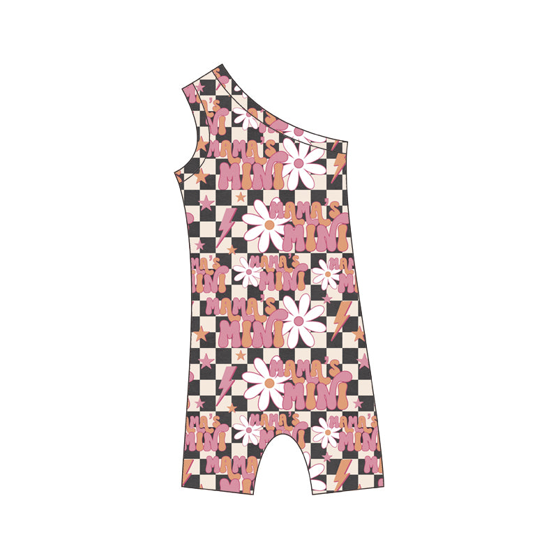 (Custom Design Preorder MOQ 5) MAMA'S MINI Pink Print Baby Girls Summer Romper