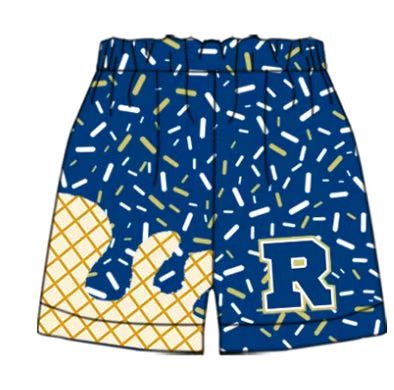 (Custom Design Preorder MOQ 5 Each Item) Team's R Blue Sprinkles Print Summer Bottom Shorts Mom and Me Matching Clothes