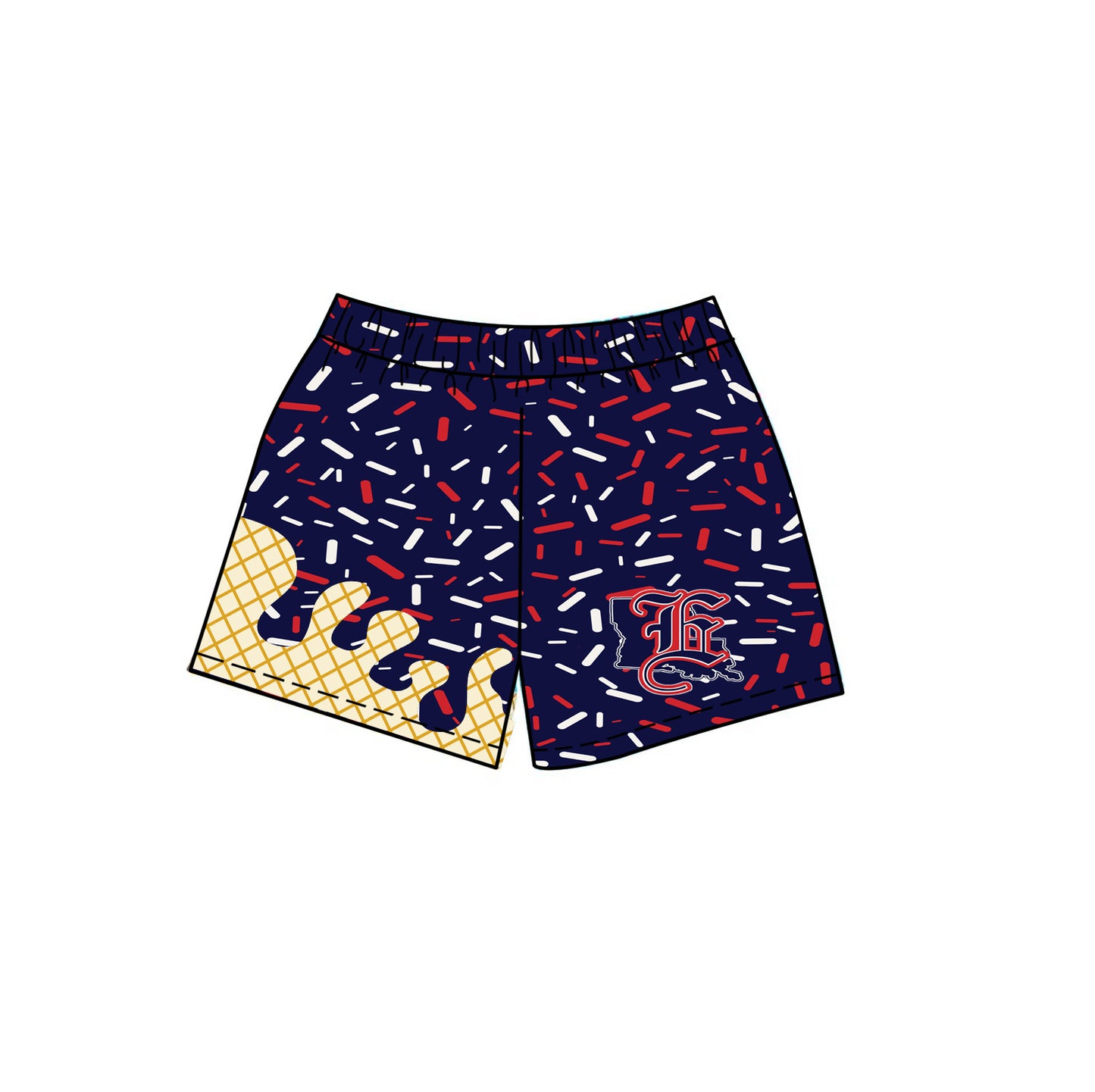 (Custom Design Preorder MOQ 5) Team's Navy Sprinkles Adult Bottom Shorts