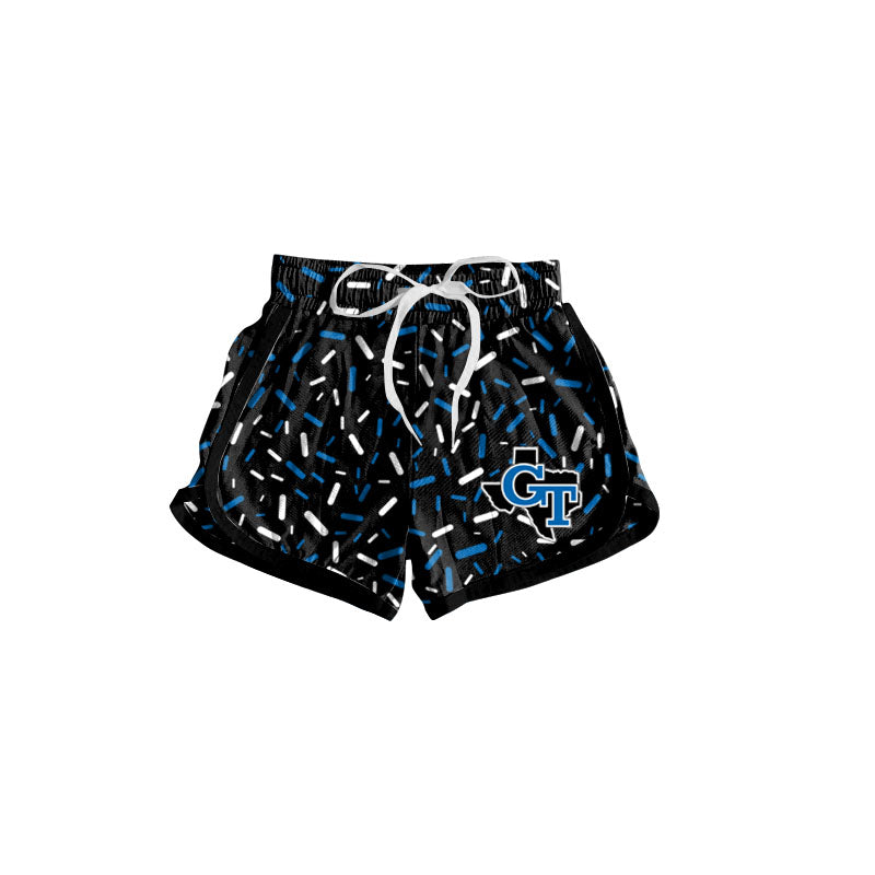 (Custom Design Preorder MOQ 5 Each Item) Team's Gunter Sprinkles Black Print Summer Bottom Sports Shorts Mom and Me Matching Clothes