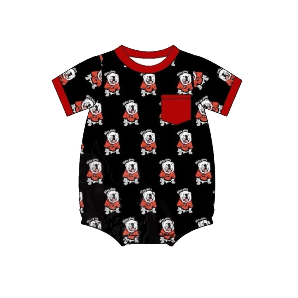 (Custom Design Preorder MOQ 5) Team's Dog Print Baby Boys Summer Romper