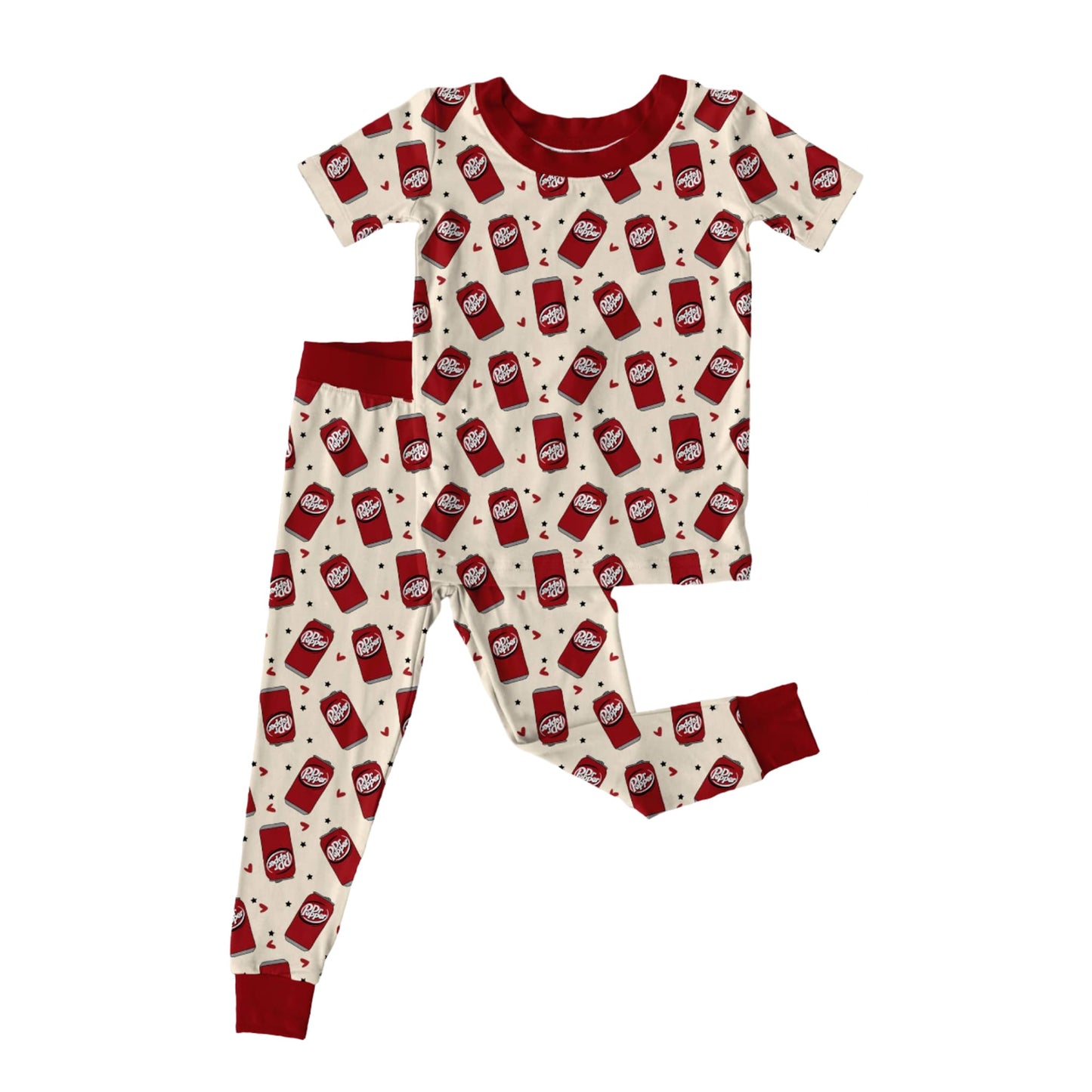 (Custom Design Preorder MOQ 5) Red Drinks Print Boys Pajamas Clothes Set