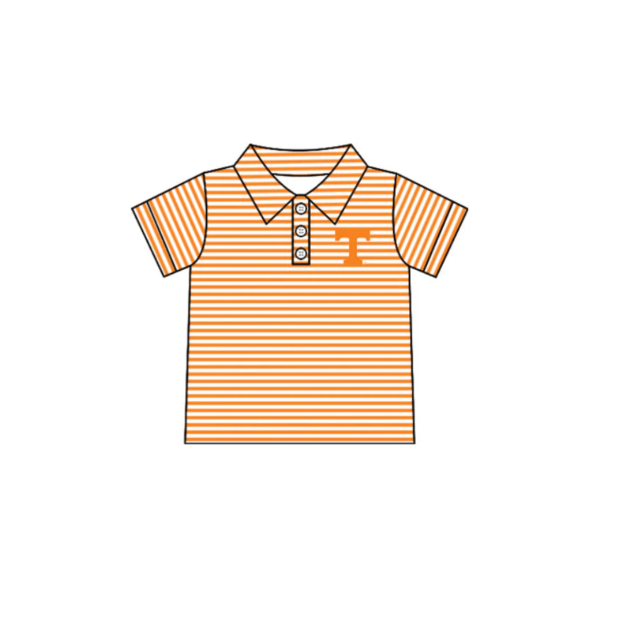 (Custom Design Preorder MOQ 5) Team's Tennessee Orange Stripes Print Boys Summer Polo Tee Shirts Top