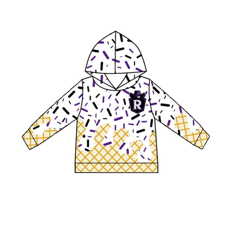 (Custom Design Preorder MOQ 5 Each Item) Team's R White Sprinkles Print Hoodie Top Mom and Me Matching Clothes