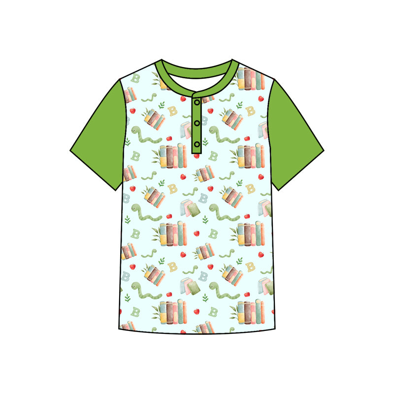 (Custom Design Preorder MOQ 5) Books Print Boys Back to School Tops