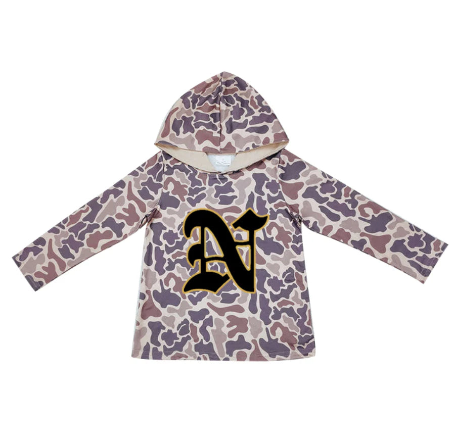 (Custom Design Preorder MOQ 5) Team Nederland Bulldogs Brown Camo Print Kids Long Sleeve Hoodie Top