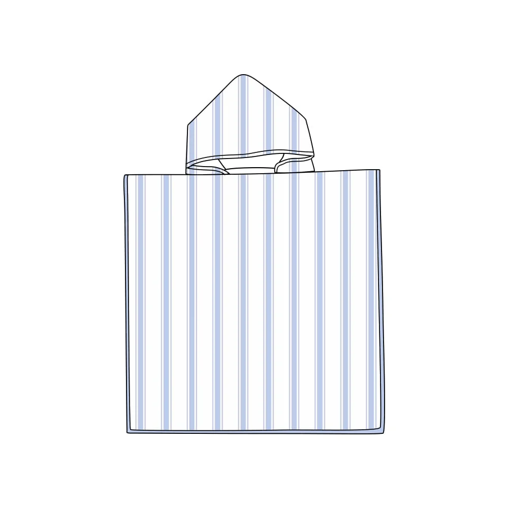 (Custom Design Preorder MOQ 5) Blue Stripes Print Boys Terry Swim Towel Cover Ups
