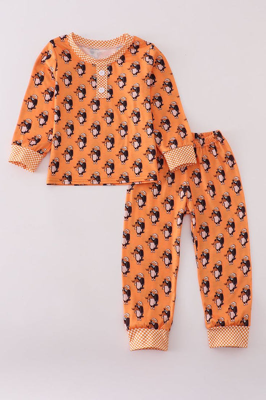(Custom Design Preorder MOQ 5) Team's Tennessee Print Boys Fall Pajamas Clothes Set