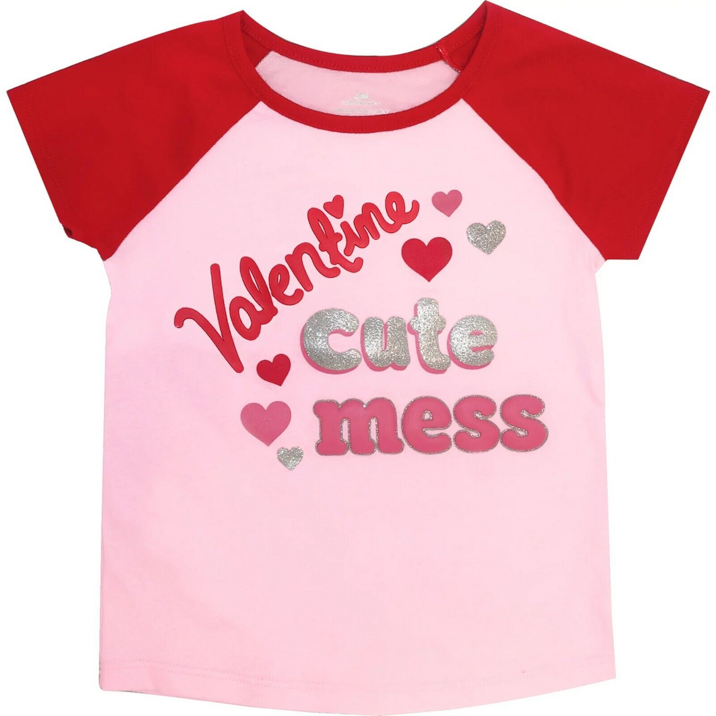 (Custom Design Preorder MOQ 5) Heart Valentine Cute Mess Print Girls Tee Shirts Top