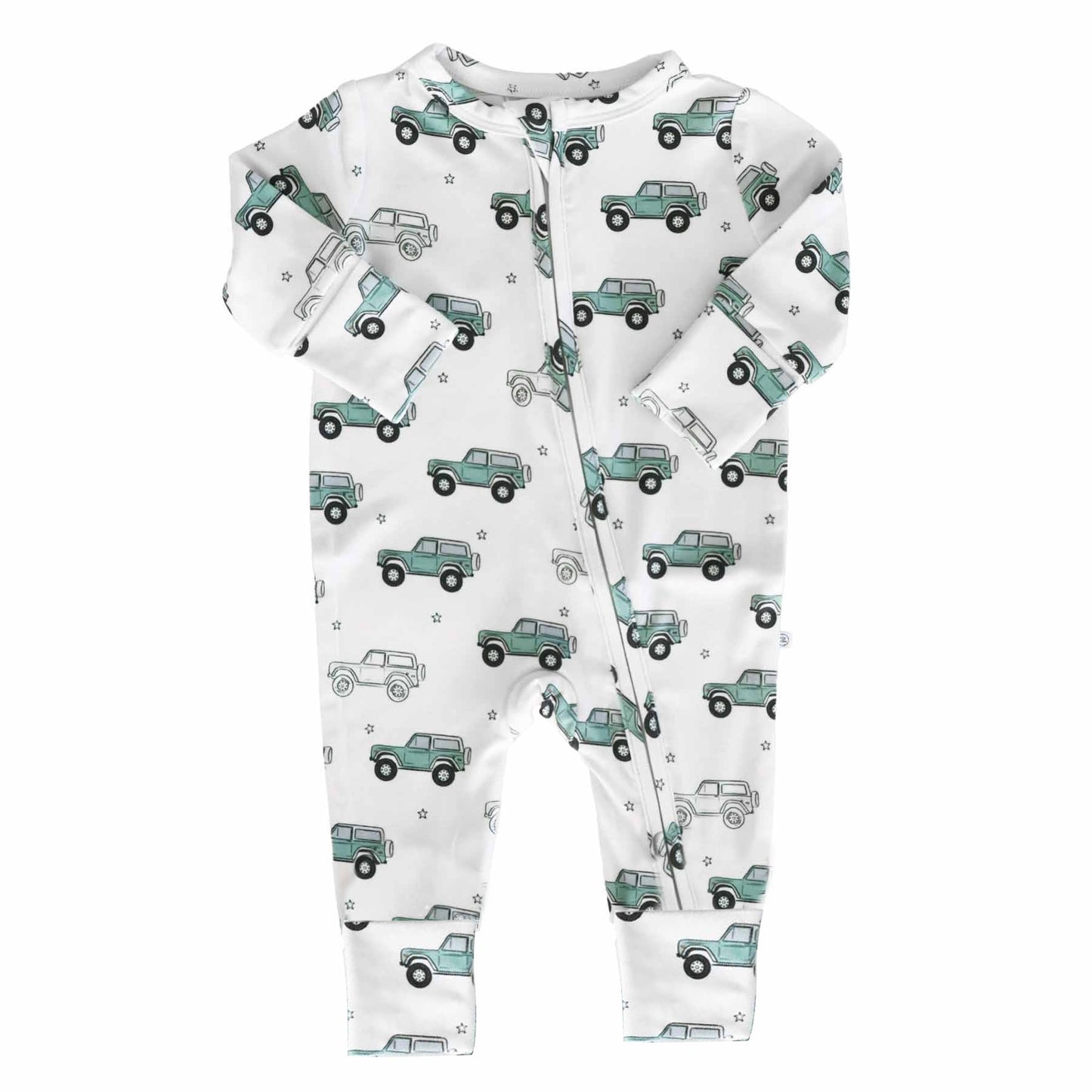 (Custom Design Preorder MOQ 5) Trucks Print Baby Boys Fall Sleeper Zipper Romper