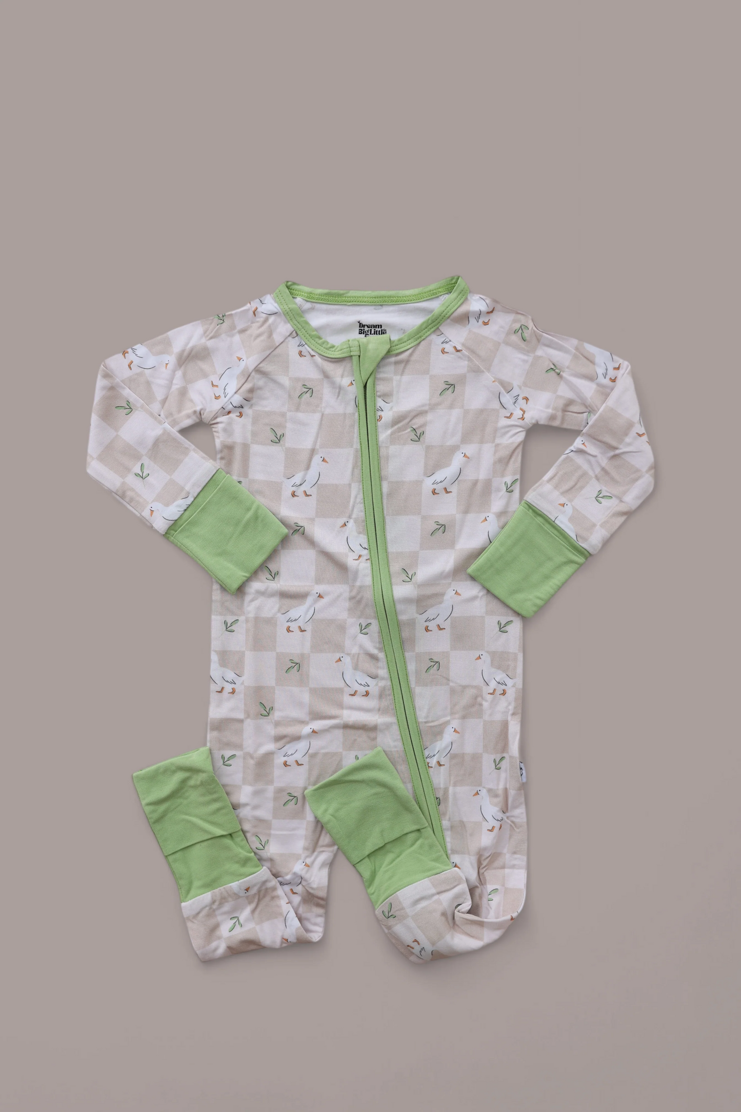 (Custom Design Preorder MOQ 20) Goose Plaid Print Baby Girls Long Sleeve Bamboo Sleeper Zipper Romper
