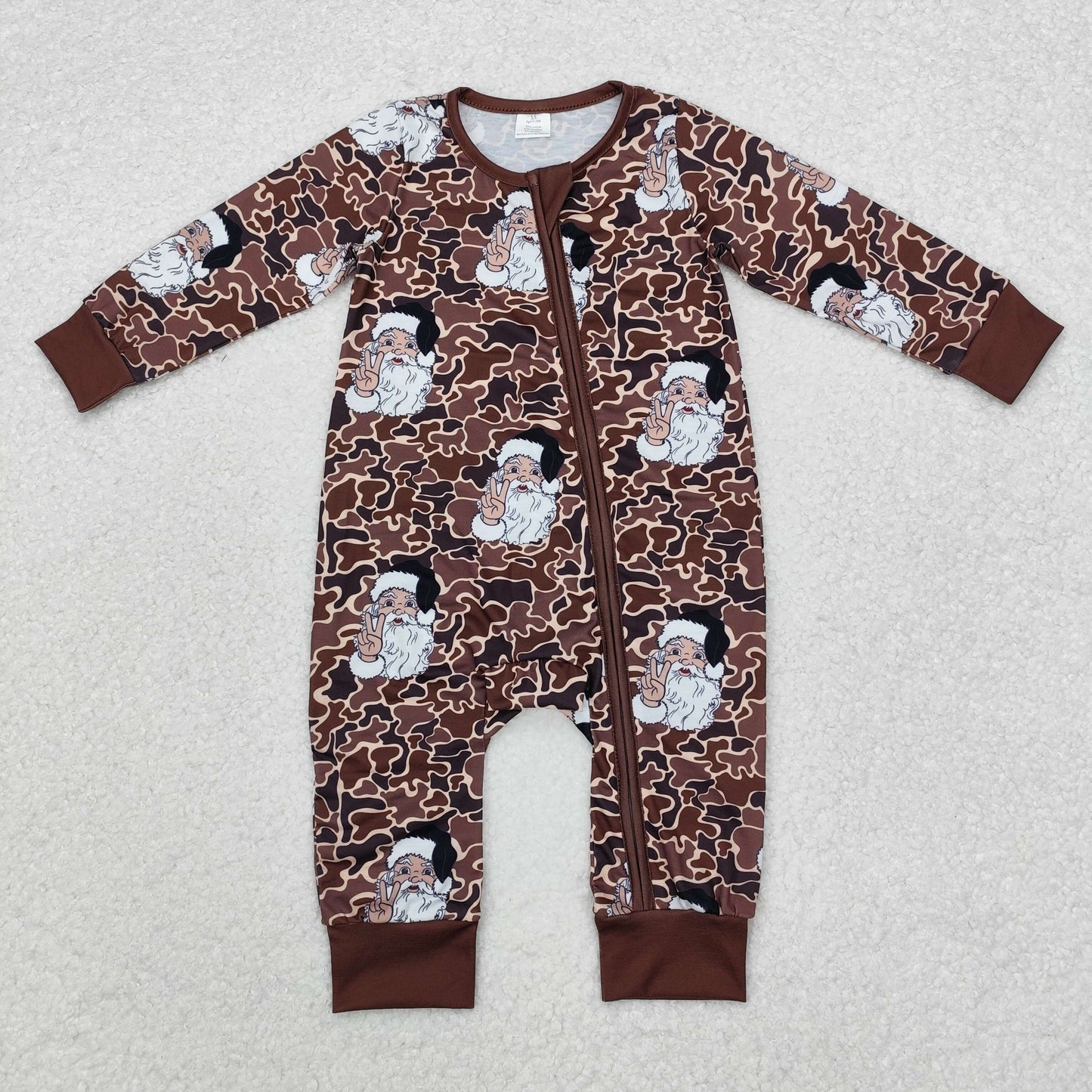 USA-Shop Santa Dark Brown Camo Print Brothers Christmas Bamboo Matching Pajamas Clothes