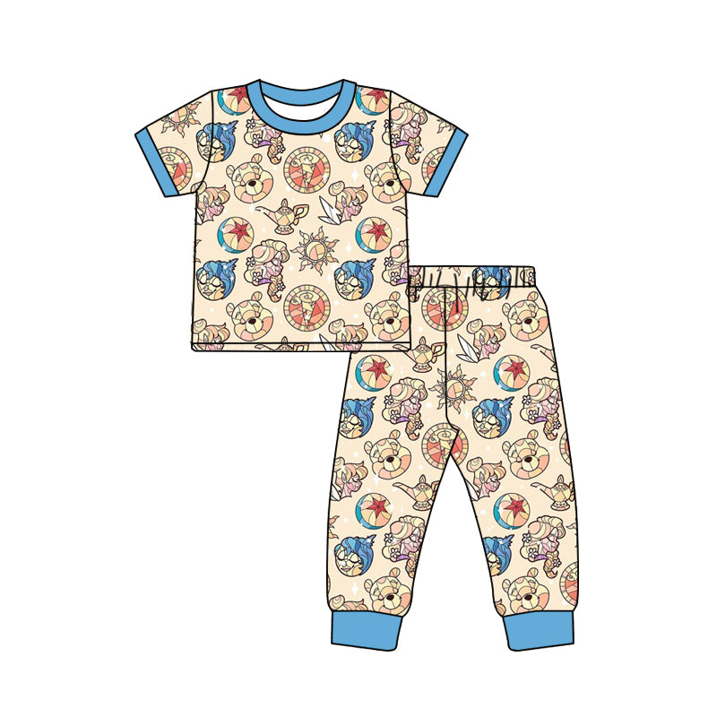 (Custom Design Preorder MOQ 20) Cartoon Animals Print Girls Bamboo Pajamas Clothes Set