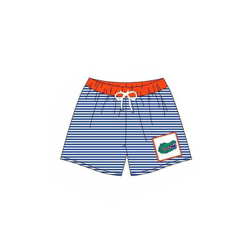 (Custom Design Preorder MOQ 5) Team's GO GATORS Stripes Print Boys Swim Trunks