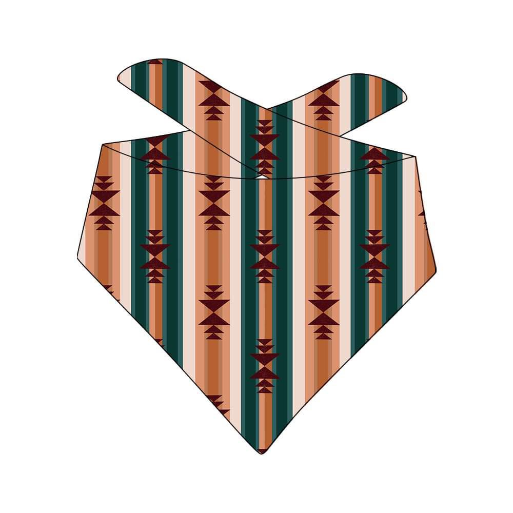 (Custom Design Preorder MOQ 5) Brown Aztec Western Print Collar Doggy Bandana