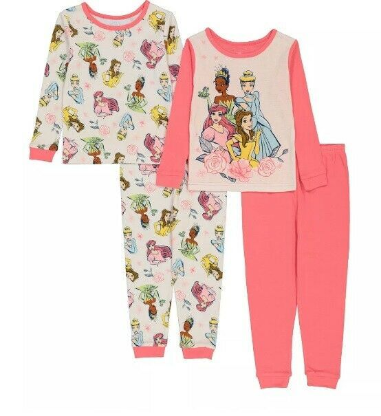 (Custom Design Preorder MOQ 5) (Left) Pink Cartoon Princess Girls Pajamas Clothes Set