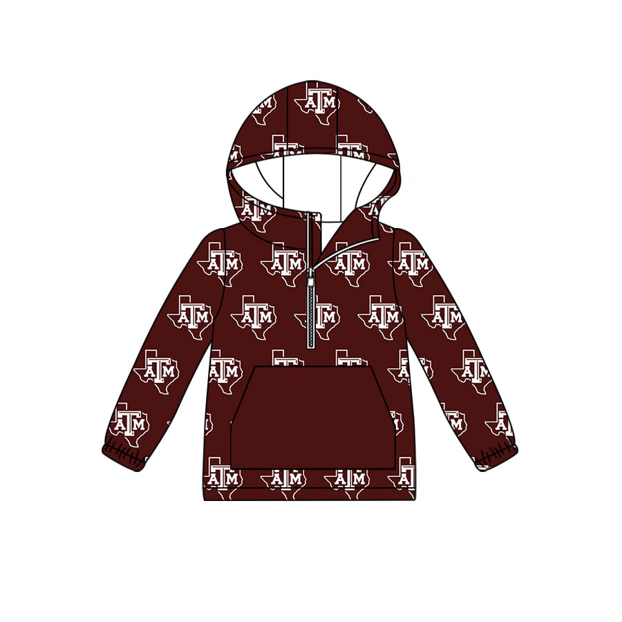(Custom Design Preorder MOQ 5) Team's A&M Print Kids Fall Zipper Hoodie Top