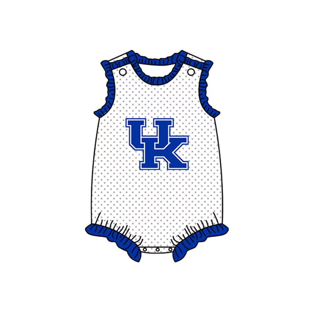 (Custom Design Preorder MOQ 5) Team's UK Kentucky Print Baby Girls Summer Romper