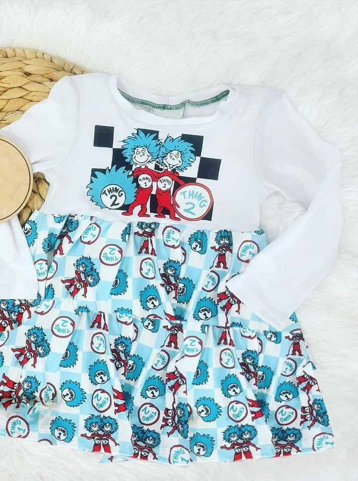 (Pre-order)GLD0948 Dr.Reading Ting Plaid Print Girls Knee Length Dress