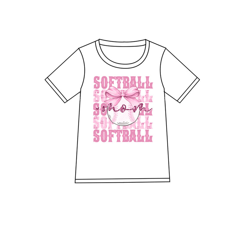 11.30(Custom Design Preorder MOQ 5 ) Baseball Bow Print Girls Summer Tee Shirts Top