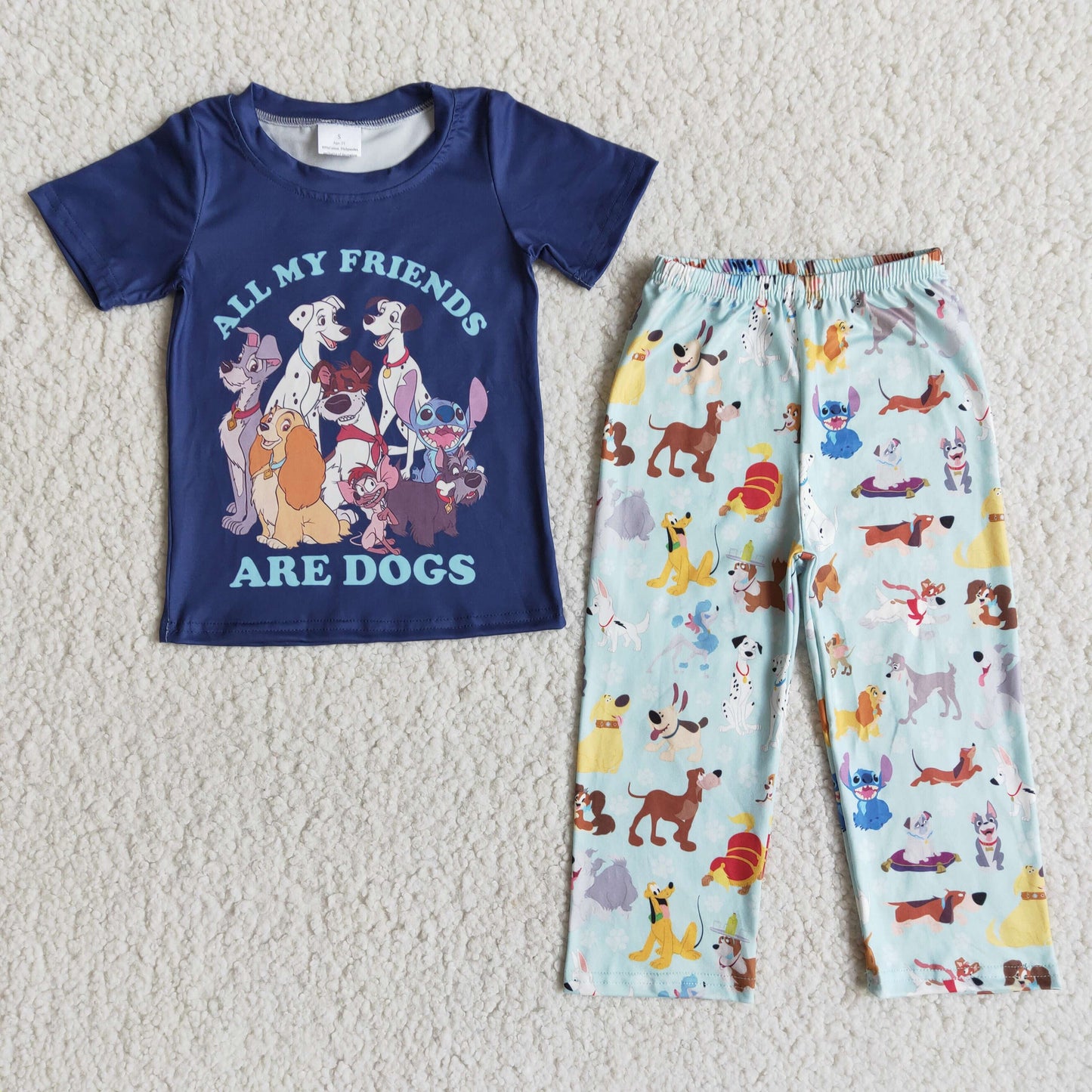 Cartoon Dog Print Kids Clothes Sibling Matching Clothes
