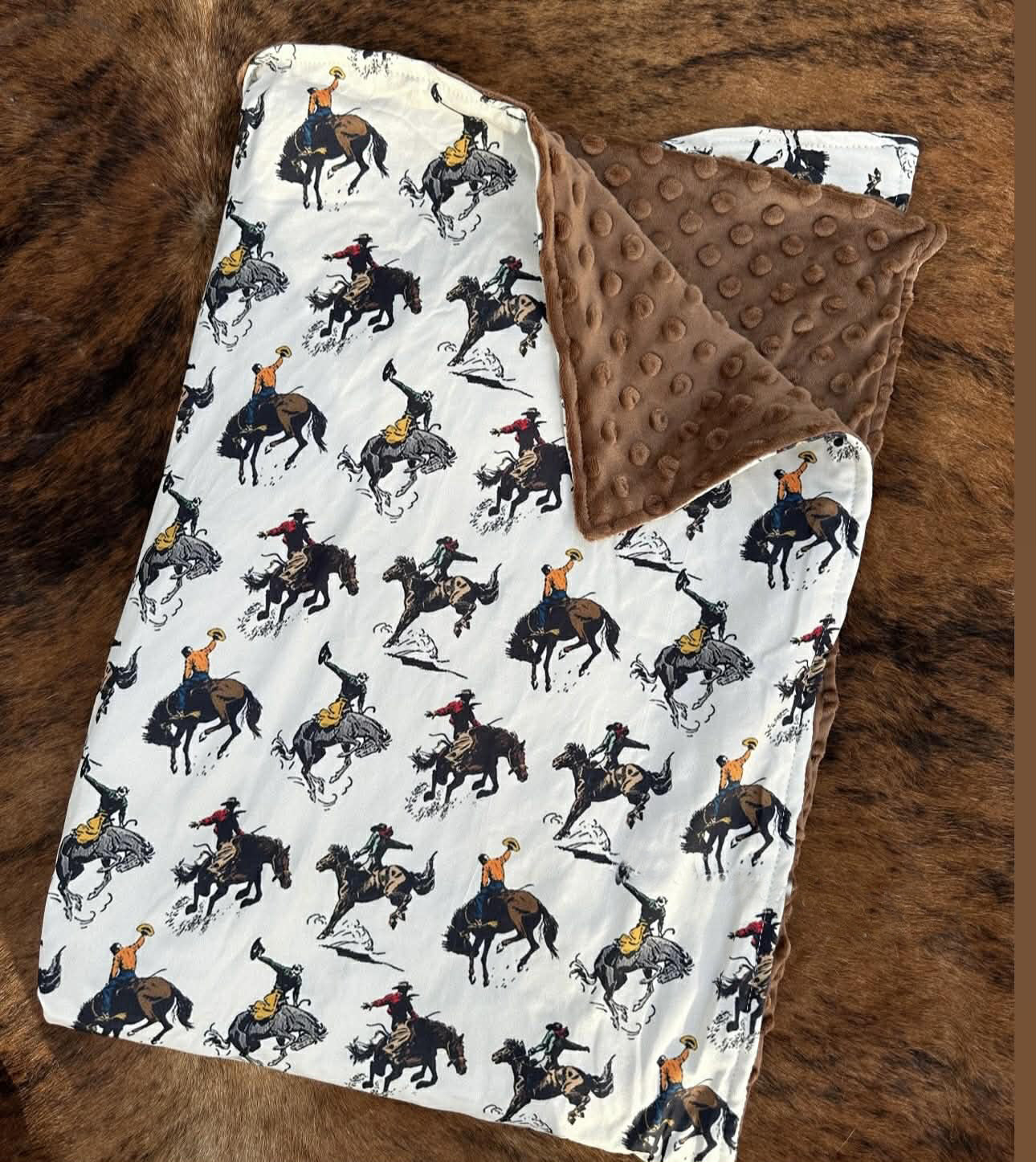 (Custom Design Preorder MOQ 5) Cowboys Print Baby Boys Western Minky Blanket