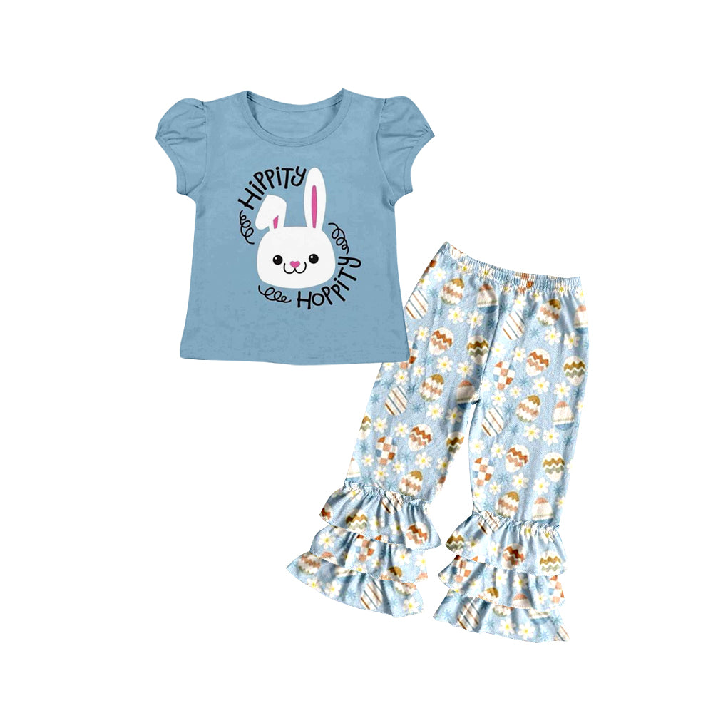 (Custom Design Preorder MOQ 5) HIPPITY HOPPITY Bunny Eggs Print Girls Easter Clothes Set