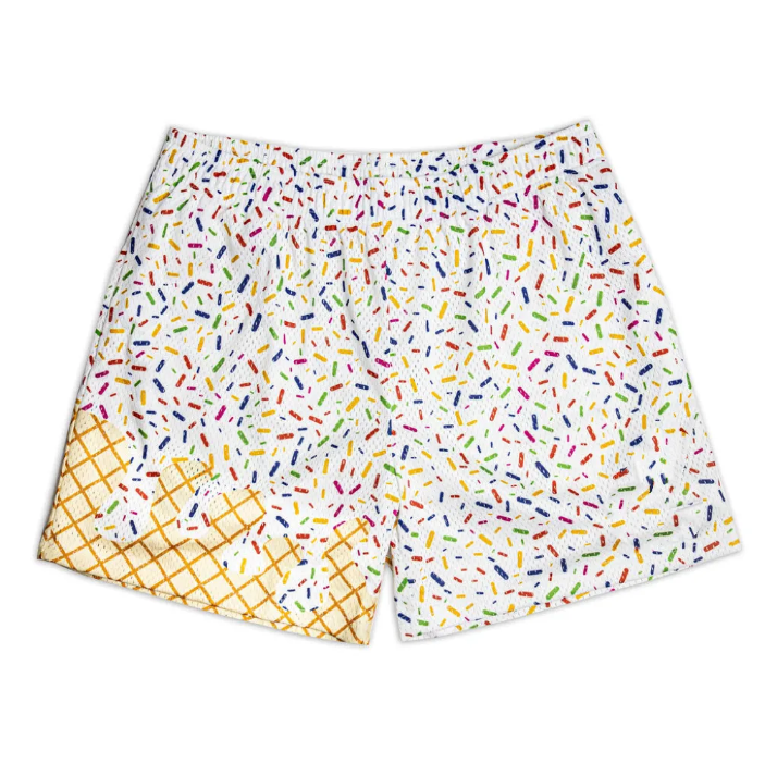 (Custom Design Preorder MOQ 5) Ice Cream White Print Kids Summer Bottom Shorts