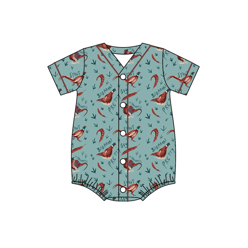 (Custom Design Preorder MOQ 5) Wild Chicken Print Baby Boys Summer Romper