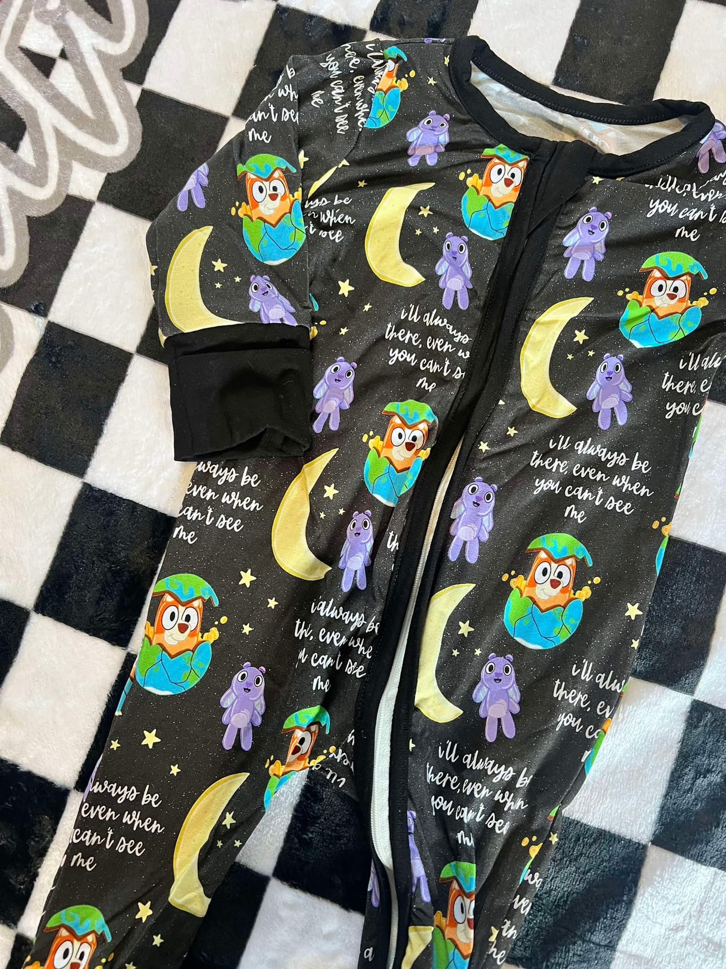 (Custom Design Preorder MOQ 20) Cartoon Dog Print Baby Fall Bamboo Sleeper Zipper Romper