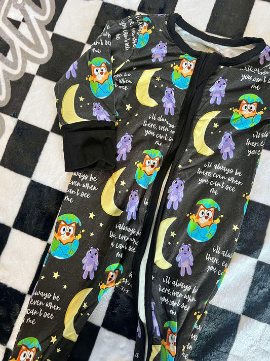 (Custom Design Preorder MOQ 20) Cartoon Dog Print Baby Fall Bamboo Sleeper Zipper Romper