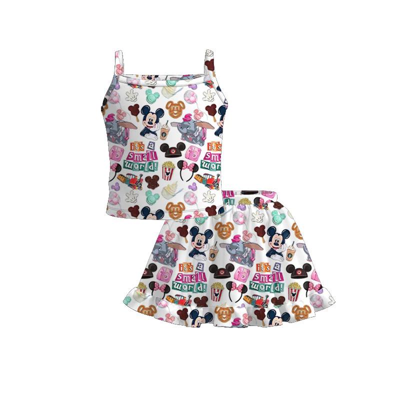 (Custom Design Preorder MOQ 5) Cartoon Mouse Top Skirts Girls Summer Clothes Set