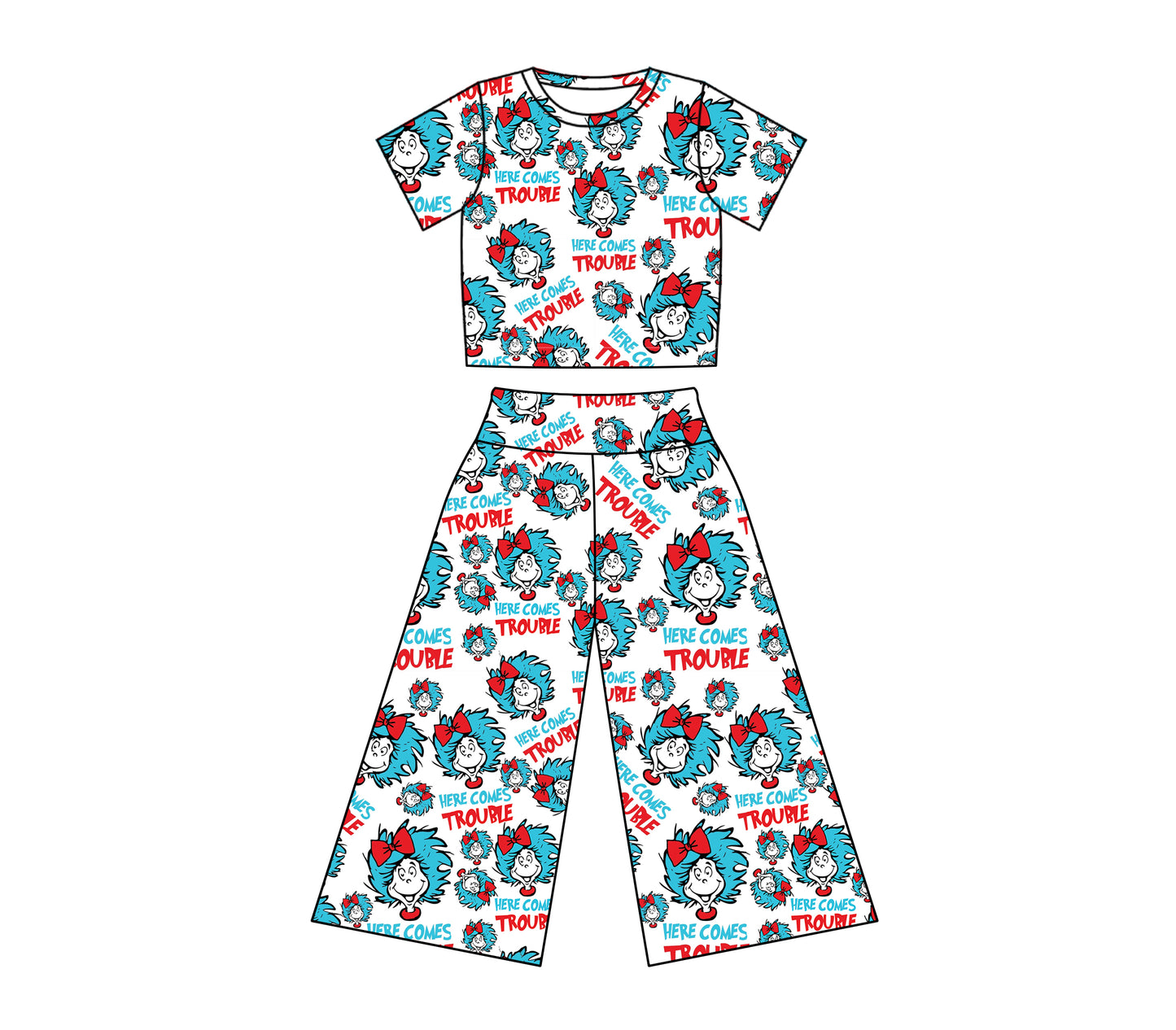 11.30(Custom Design Preorder MOQ 5) Dr.Reading Print Girls Clothes Set