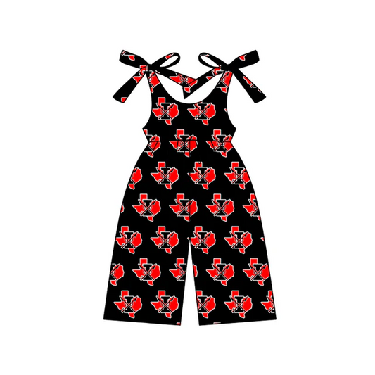 (Custom Design Preorder MOQ 5) Team's Texas I Print Girls Summer Jumpsuits