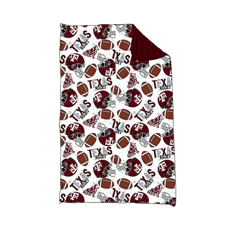 (Custom Design Preorder MOQ 5) Team's TEXAS A&M Football Print Baby Minky Blanket