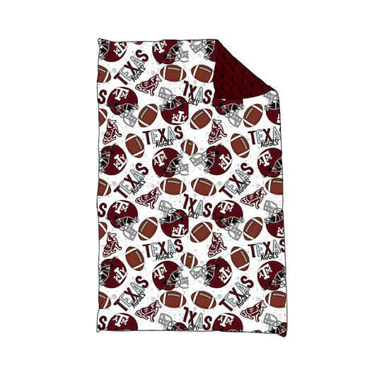 (Custom Design Preorder MOQ 5) Team's TEXAS A&M Football Print Baby Minky Blanket