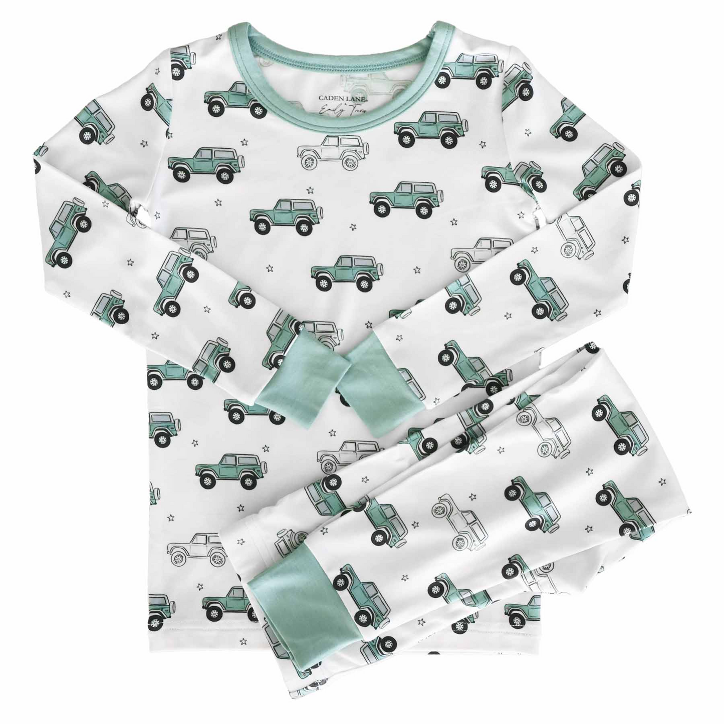 (Custom Design Preorder MOQ 20) Trucks Print Boys Fall Bamboo Pajamas Clothes Set
