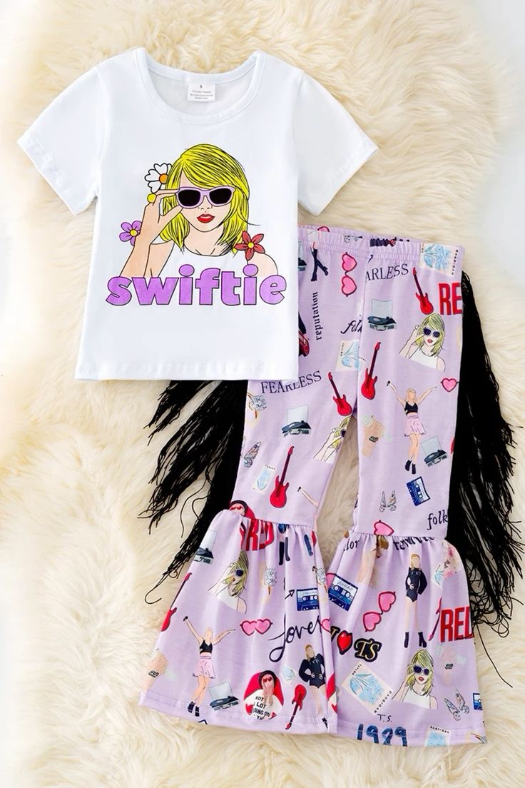 (Custom Design Preorder MOQ 5) Singer Swiftie Top Tassel Bell Pants Girls Clothes Set