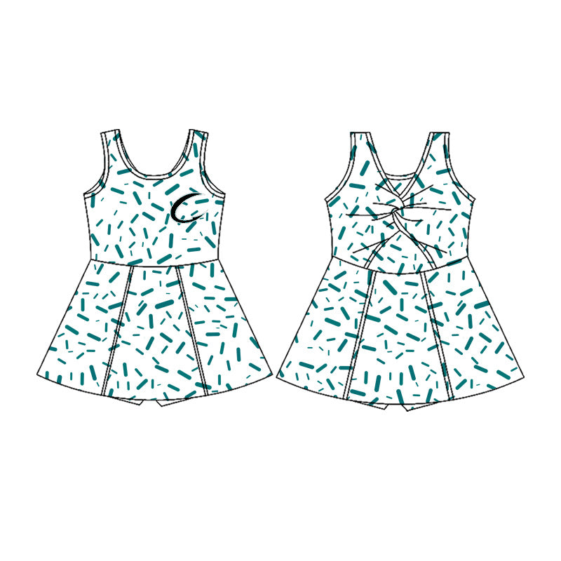 (Custom Design Preorder MOQ 5) Team's Crushers Sprinkles White Print Shorts Skirts Girls Summer Yoga Dress