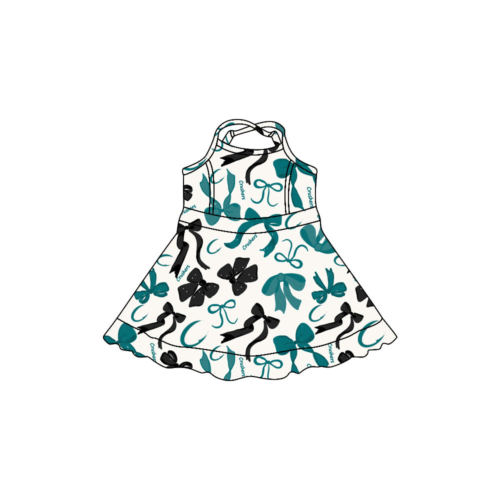 (Custom Design Preorder MOQ 5) Team's Crushers Bows Print Shorts Skirts Girls Summer Yoga Dress
