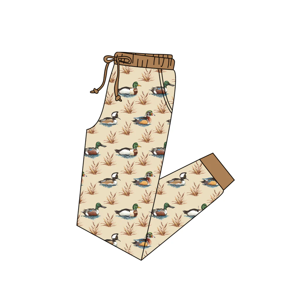 (Custom Design Preorder MOQ 5) Adult Brown Duck Print Man Pajamas Pants