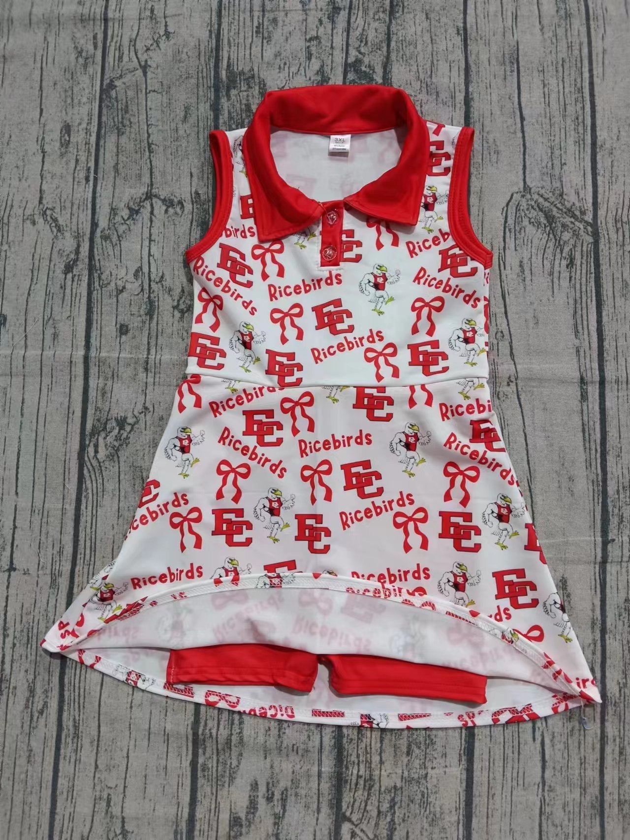 (Custom Design Preorder MOQ 5) Team's RICEBIRDS Bows Print Shorts Skirts Girls Summer Yoga Dress