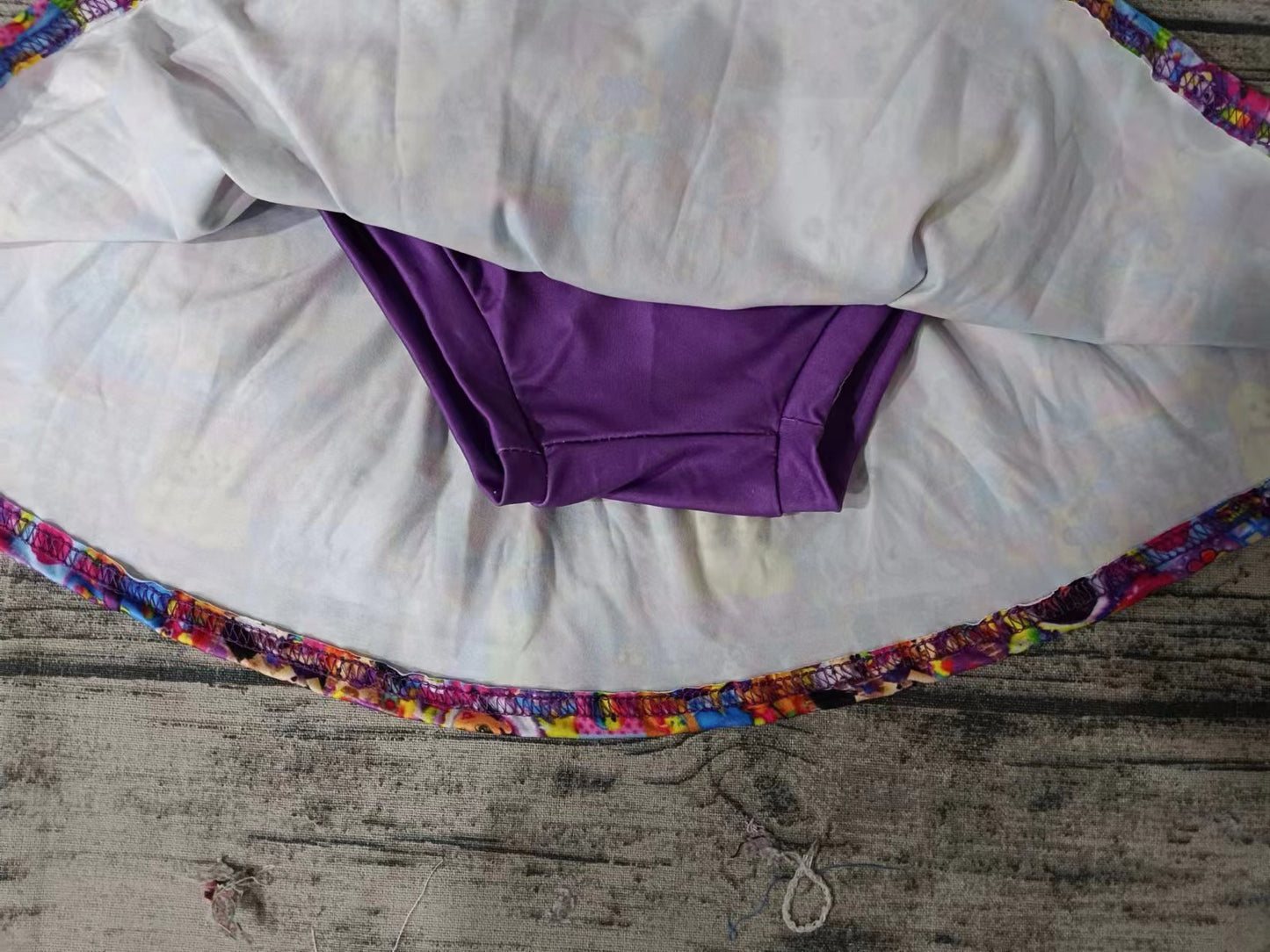 (Custom Design Preorder MOQ 5)Rainbow Panda Print Top Skirts With Shorts Girls Summer Clothes Set