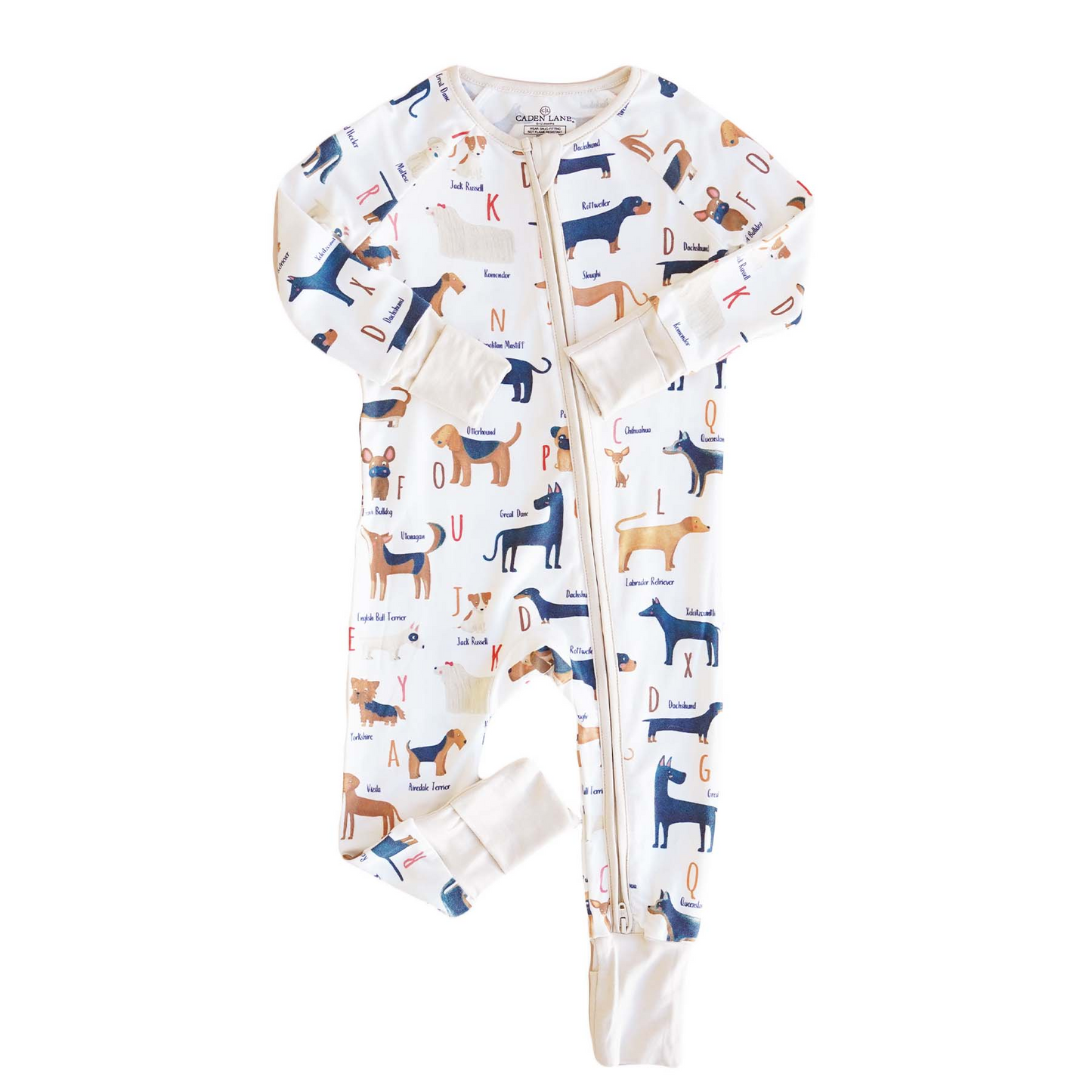 (Custom Design Preorder MOQ 20) Dog Print Baby Girls Bamboo Fall Sleeper Zipper Romper