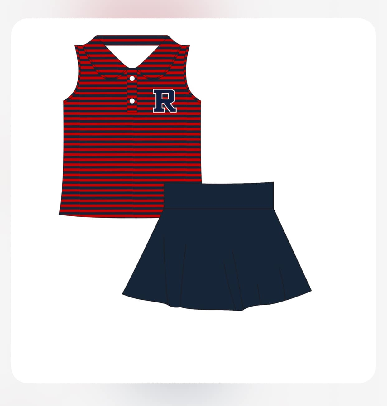 (Custom Design Preorder MOQ 5) Team's R Top Black Skirts Girls Summer Clothes Set