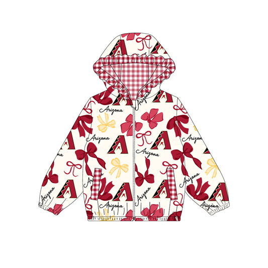 (Custom Design Preorder MOQ 5) Team's ARIZONA Bows Print Pockets Girls Long Sleeve Zipper Jackets Top