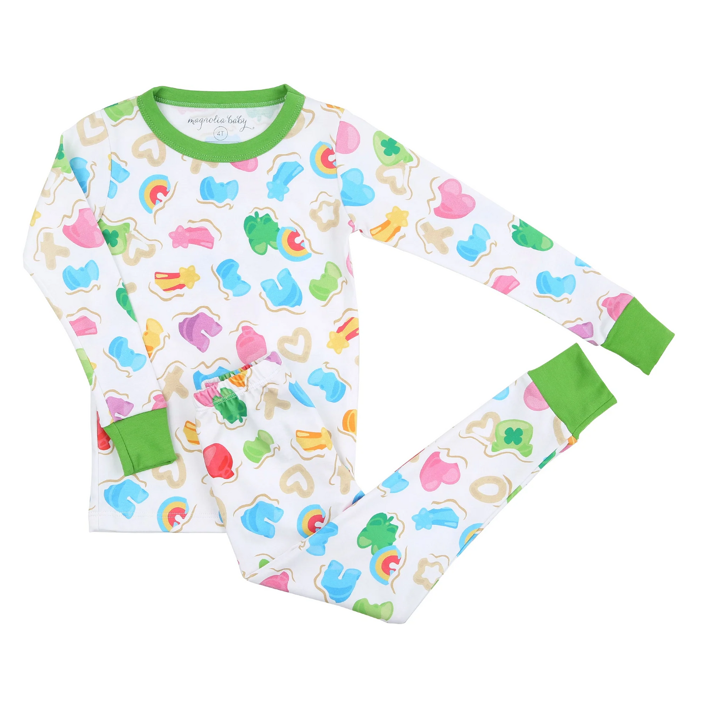 (Custom Design Preorder MOQ 5) Green Quatrefoil Star Print Girls St. Patrick's Pajamas Clothes Sets
